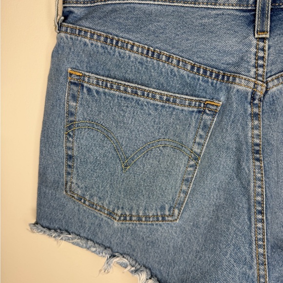 Levi's 501 Blue Distressed Jean Shorts - Picture 5 of 14